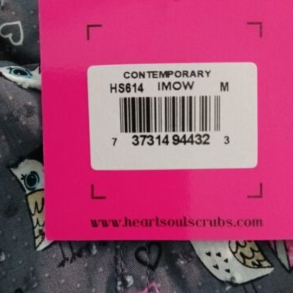 Owls Heart Soul Scrub Top Womens Size M Medium Multicolor Short Sleeve Pockets - Picture 5 of 5